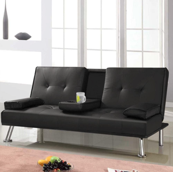 Faux leather sofa bed with storage hot sale