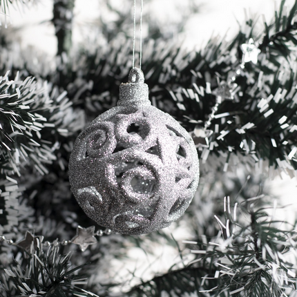 Shatterproof Christmas Baubles | Silver | Pack of 100-Bargainia.com
