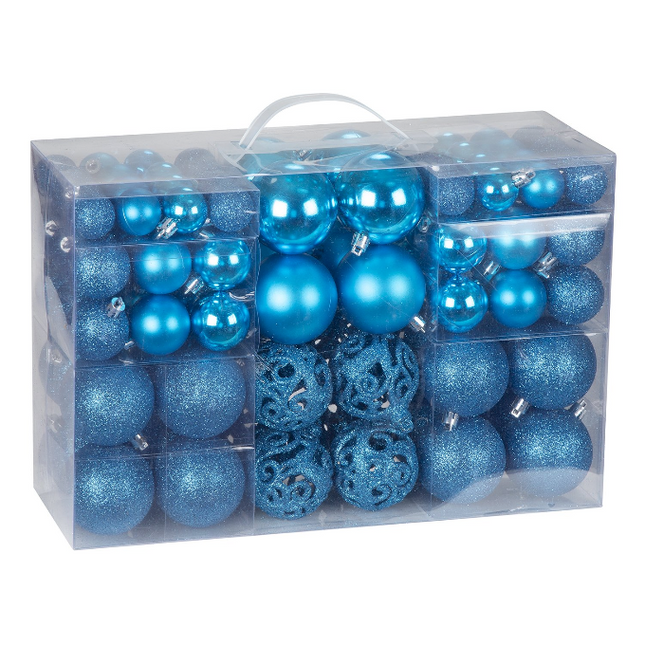 Shatterproof Christmas Baubles | Teal Blue | Pack of 100-Bargainia.com
