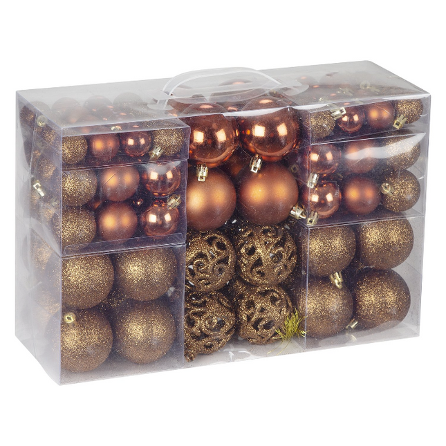 Shatterproof Christmas Baubles | Copper | Pack of 100-Bargainia.com