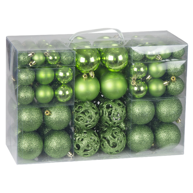 Shatterproof Christmas Baubles | Lime Green | Pack of 100-Bargainia.com