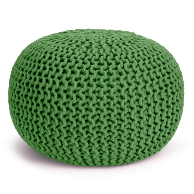 Handmade Knitted Pouffe Footstool | 50cm | Green | bargainia.com-Bargainia.com