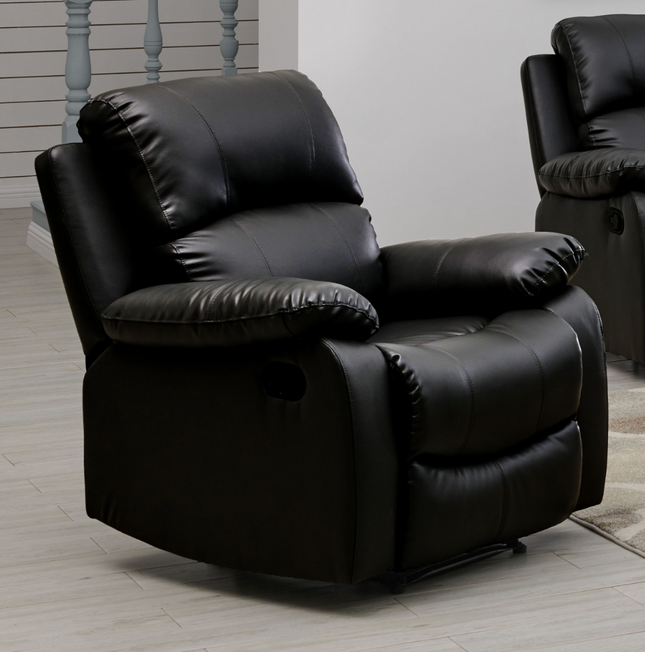 Black Bonded Leather Recliner Sofa Suite-Bargainia.com