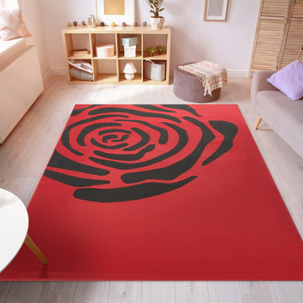 Red & Black Rose Pattern Rug - Texas-Bargainia.com