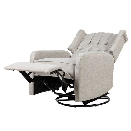 Cream Fabric Recliner Armchair Reclined