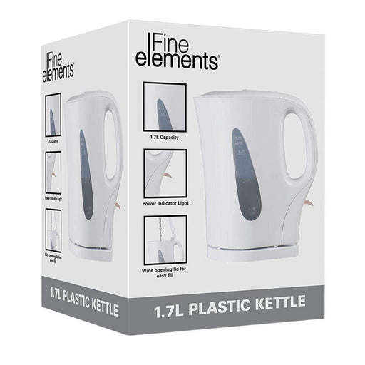 Fine Elements White Plastic Kettle - 1.7L-5024996861495-Bargainia.com