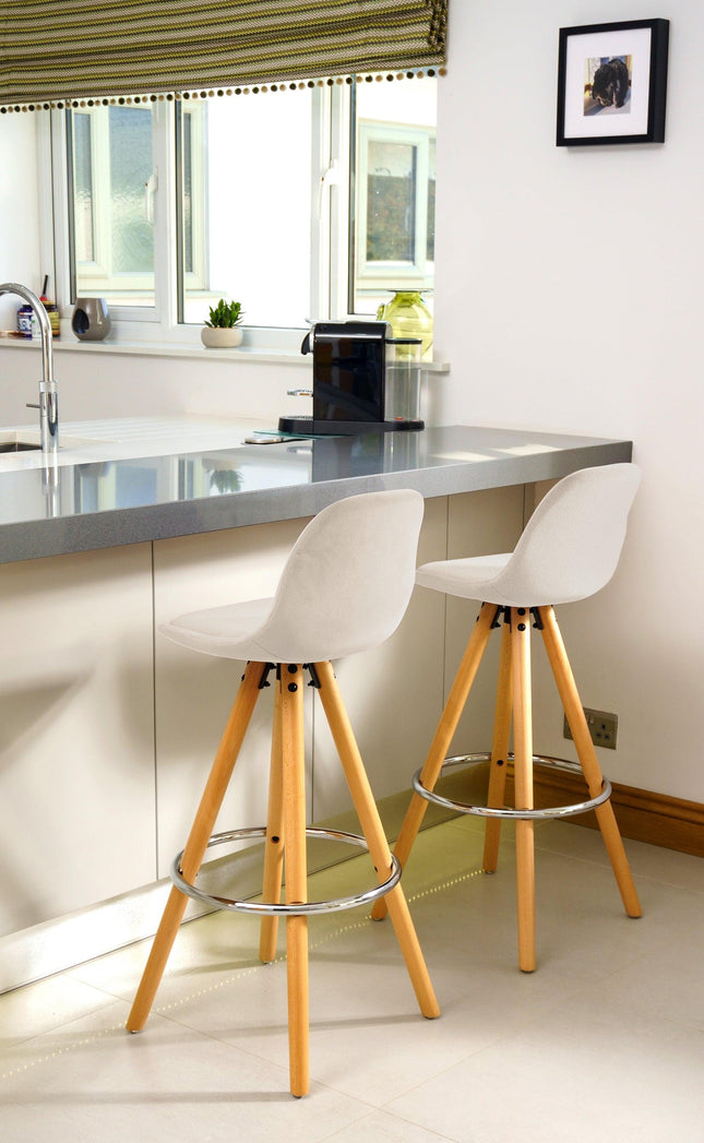 Scandi Style Barcelona Kitchen Bar Stools | Ivory White | Set Of 2-5056150252924-Bargainia.com