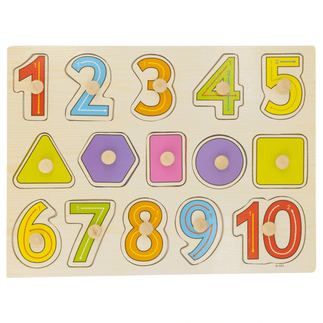A4 Wooden Numbers & Shapes Jigsaw Puzzle 5060269268356 Bargainia