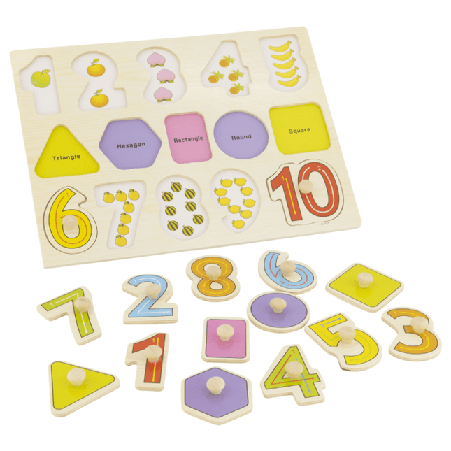 A4 Wooden Numbers & Shapes Jigsaw Puzzle 5060269268356 Bargainia
