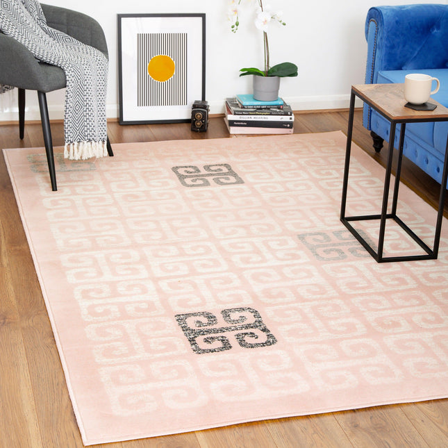 Pink Contemporary Deco Tiles Rug