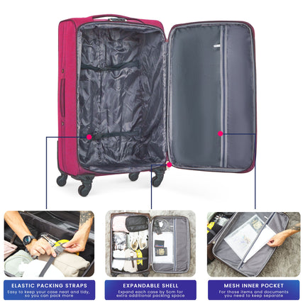 Lightweight 4 Wheel 800D Soft Case 4Pc Suitcase Luggage Set - Maroon-5056536103291-Bargainia.com