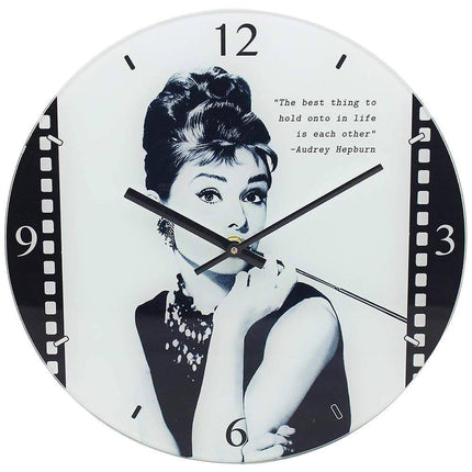Audrey Hepburn Glass Clock - 30cm-5010792458618-Bargainia.com