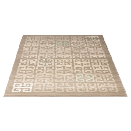 Beige Contemporary Deco Tiles Rug - Texas - Bargainia.com