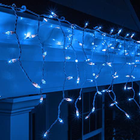 LED Indoor & Outdoor Snowing Icicle Chaser Lights with White Cable (360) - Blue-8800225836789-Bargainia.com