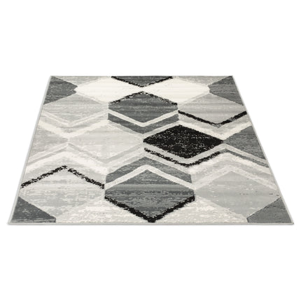 Grey Contemporary Geometry Rhombus Design Rug - Texas - Bargainia.com