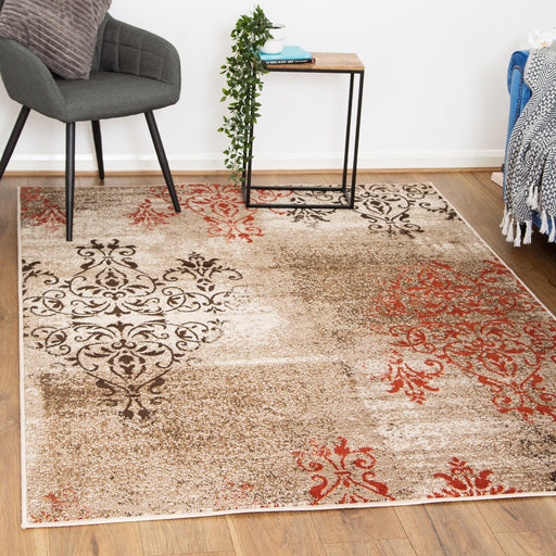 Brown Contemporary Traditional Faded Motifs Rug