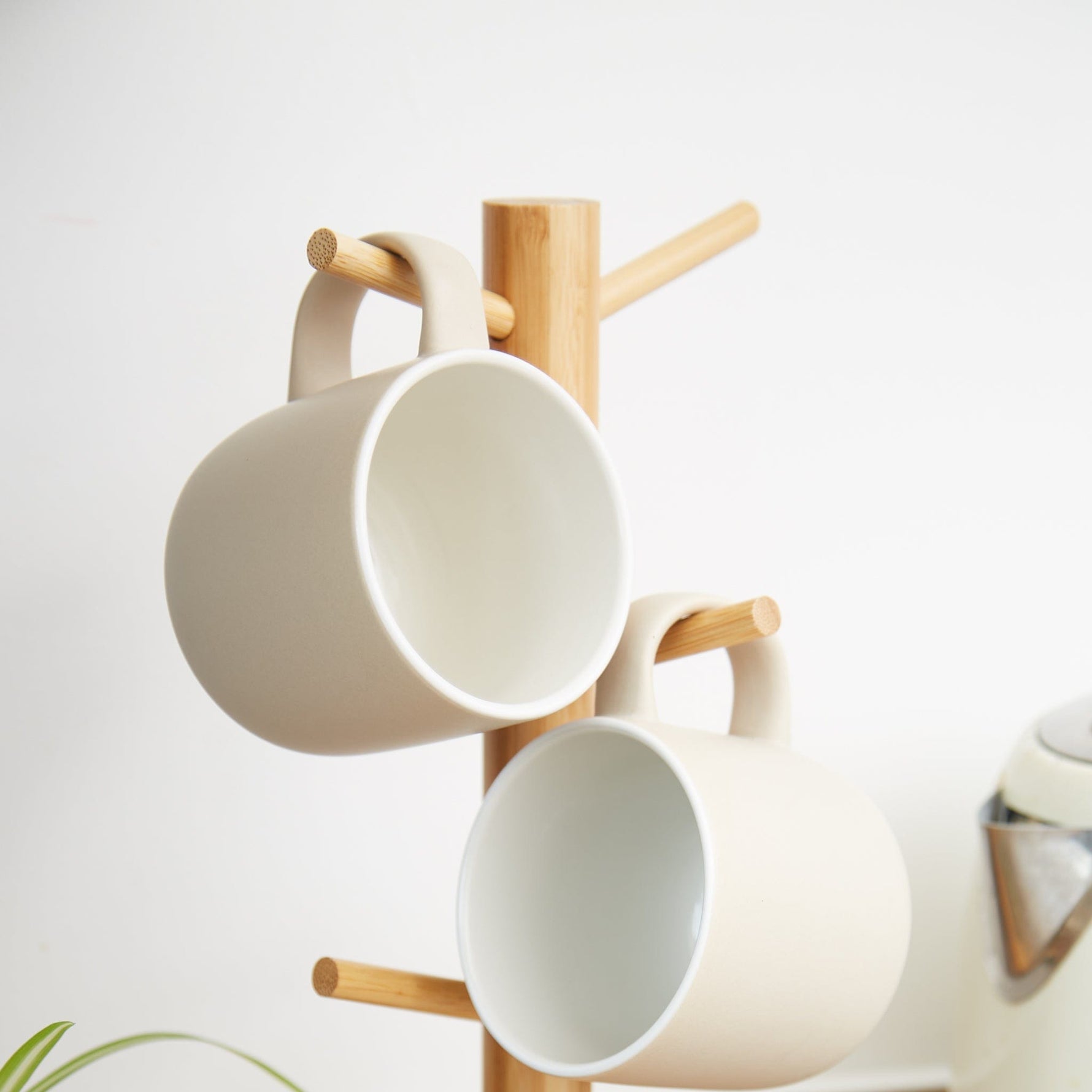 Bamboo Mug Tree Kitchen Storage For 6 Mugs - Bargainia.com - 
