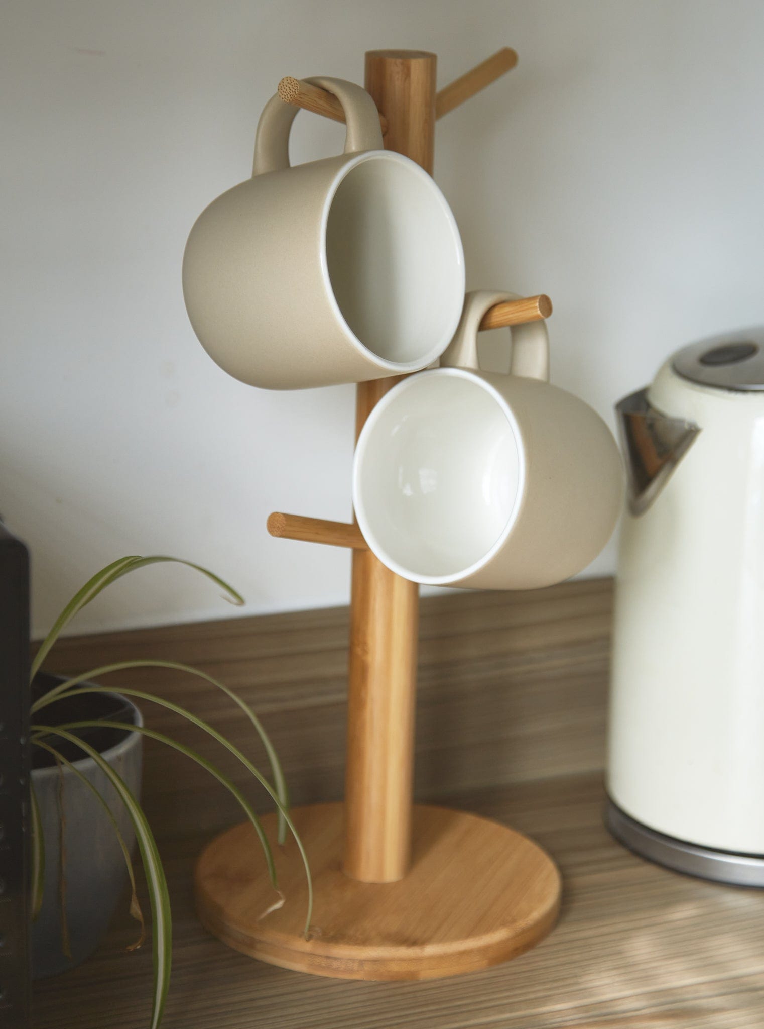 Bamboo Mug Tree For 6 Mugs Kitchen Organizers Clearance