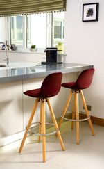 Barcelona Bar Stools Matte Velvet - Burgundy - Bargainia.com - 