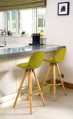 Barcelona Bar Stools Matte Velvet - Olive Green - Bargainia.com - 