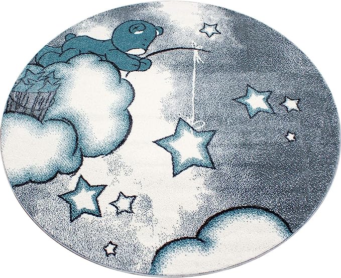 Blue Baby Bear Stars Rug - Kids Rugs Rug Masters 120cm Circle