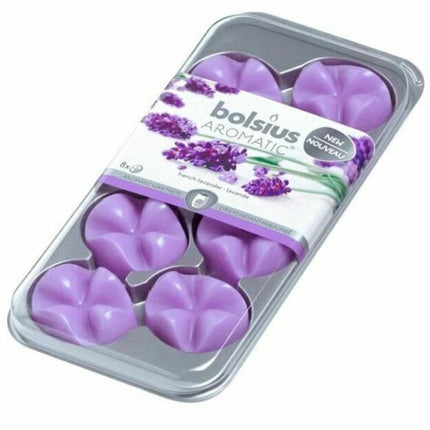 Bolsius Aromatic Wax Melts Set of 8 - Lavender 8717847115799 only5pounds-com