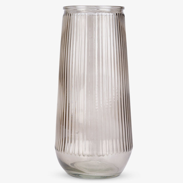 Brown Glass Ribbed Vase - 30cm 4036812411600 bargainia-com