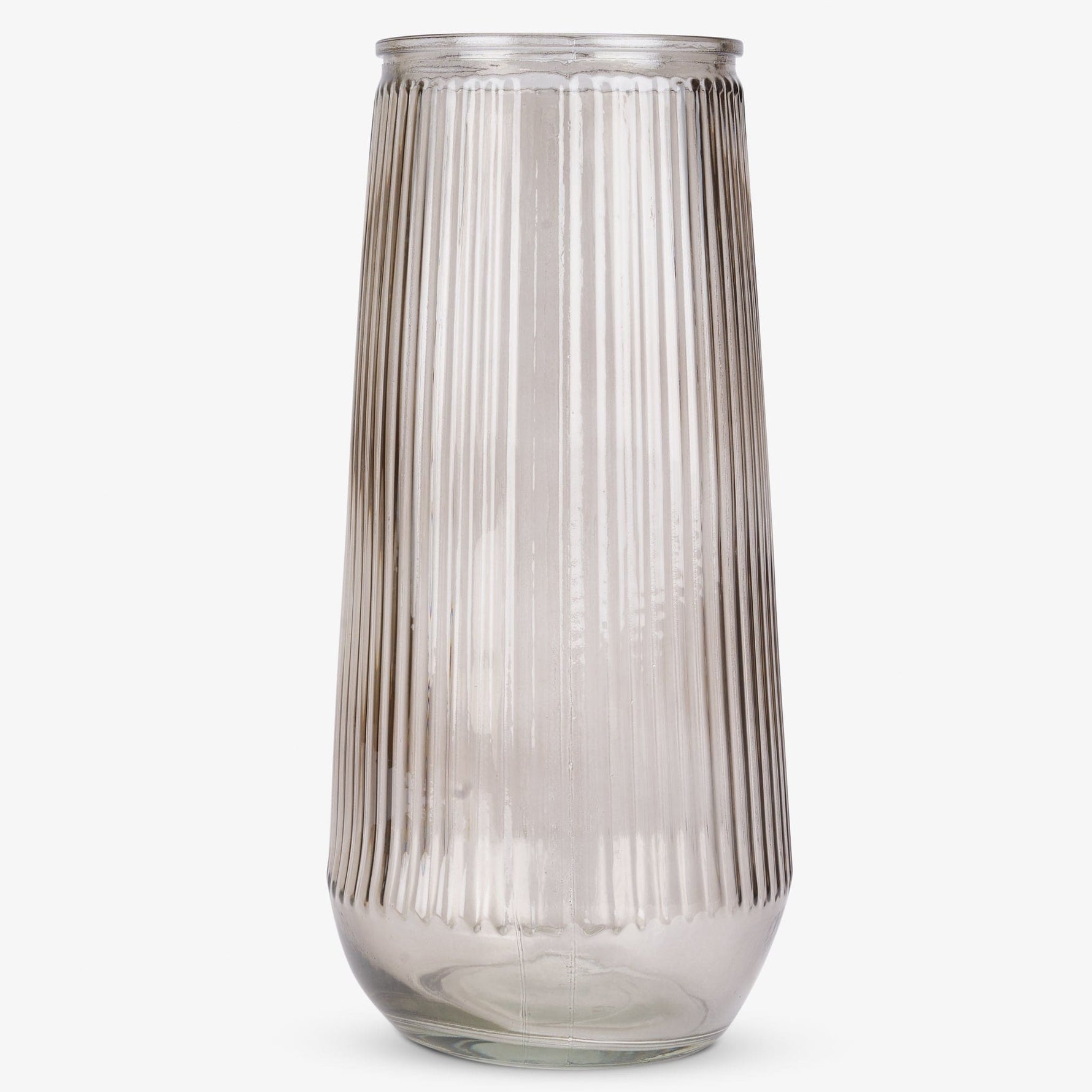 Brown Glass Ribbed Vase - 30cm - Bargainia.com - 