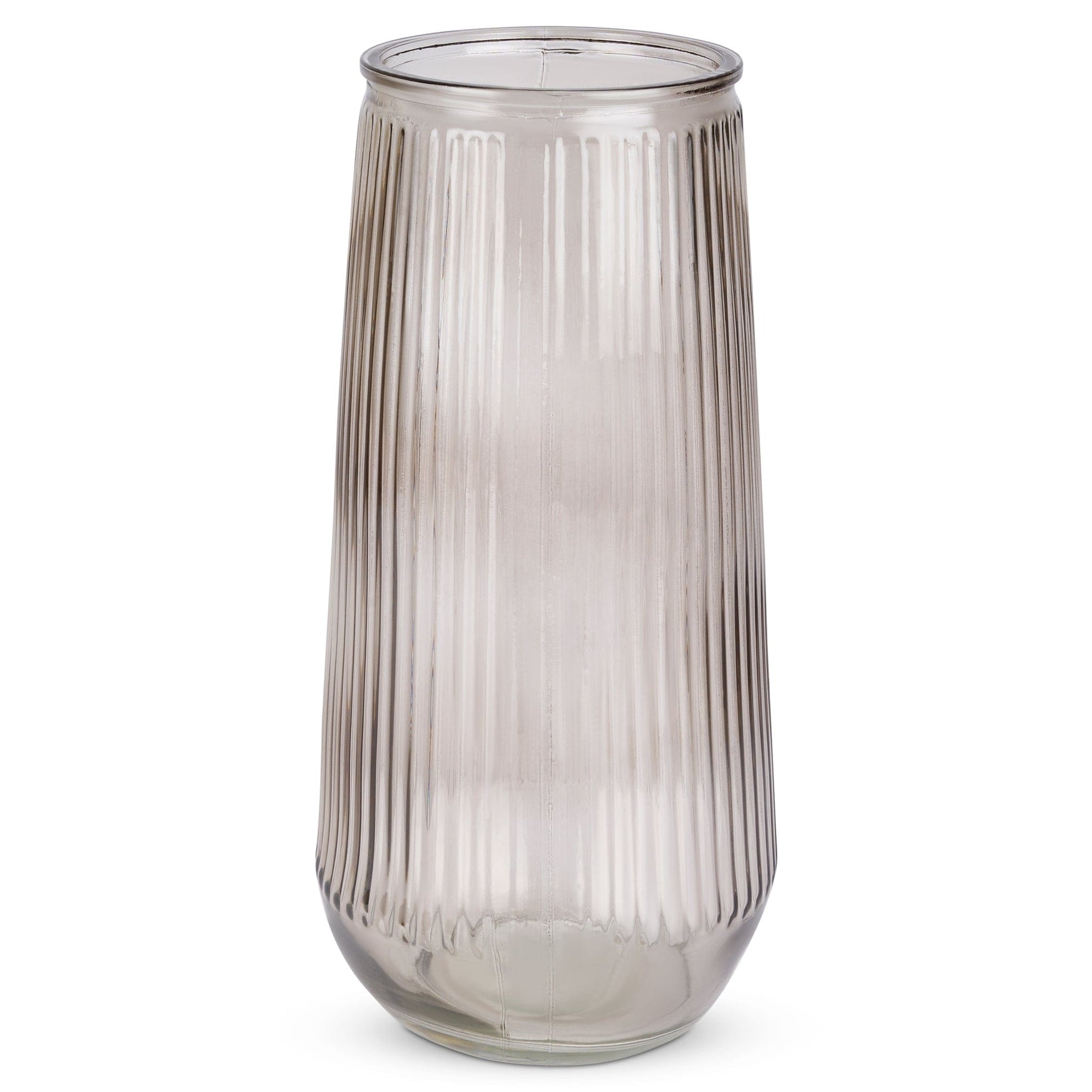 Brown Glass Ribbed Vase - 30cm - Bargainia.com - 