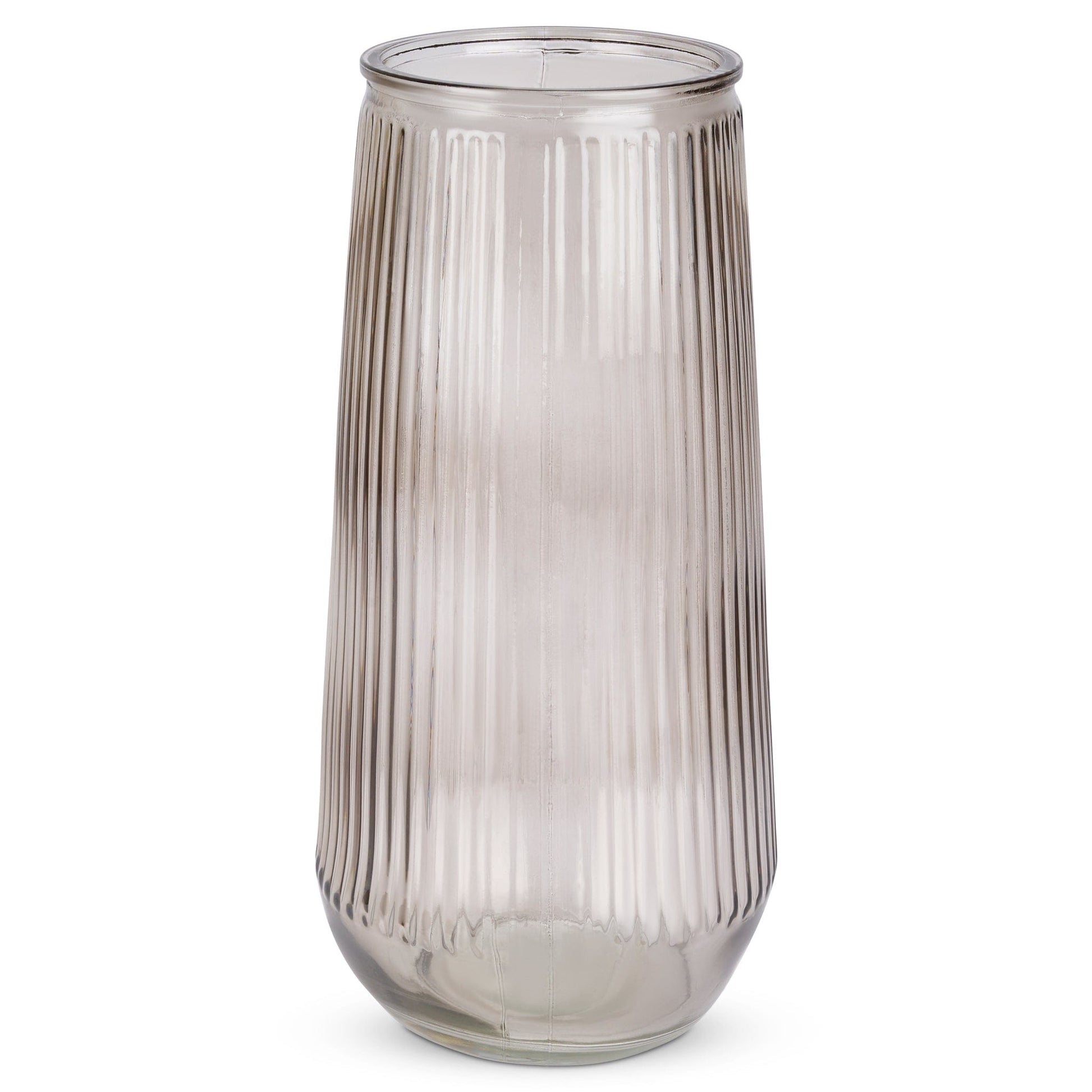 Brown Glass Ribbed Vase - 30cm Vase Clearance
