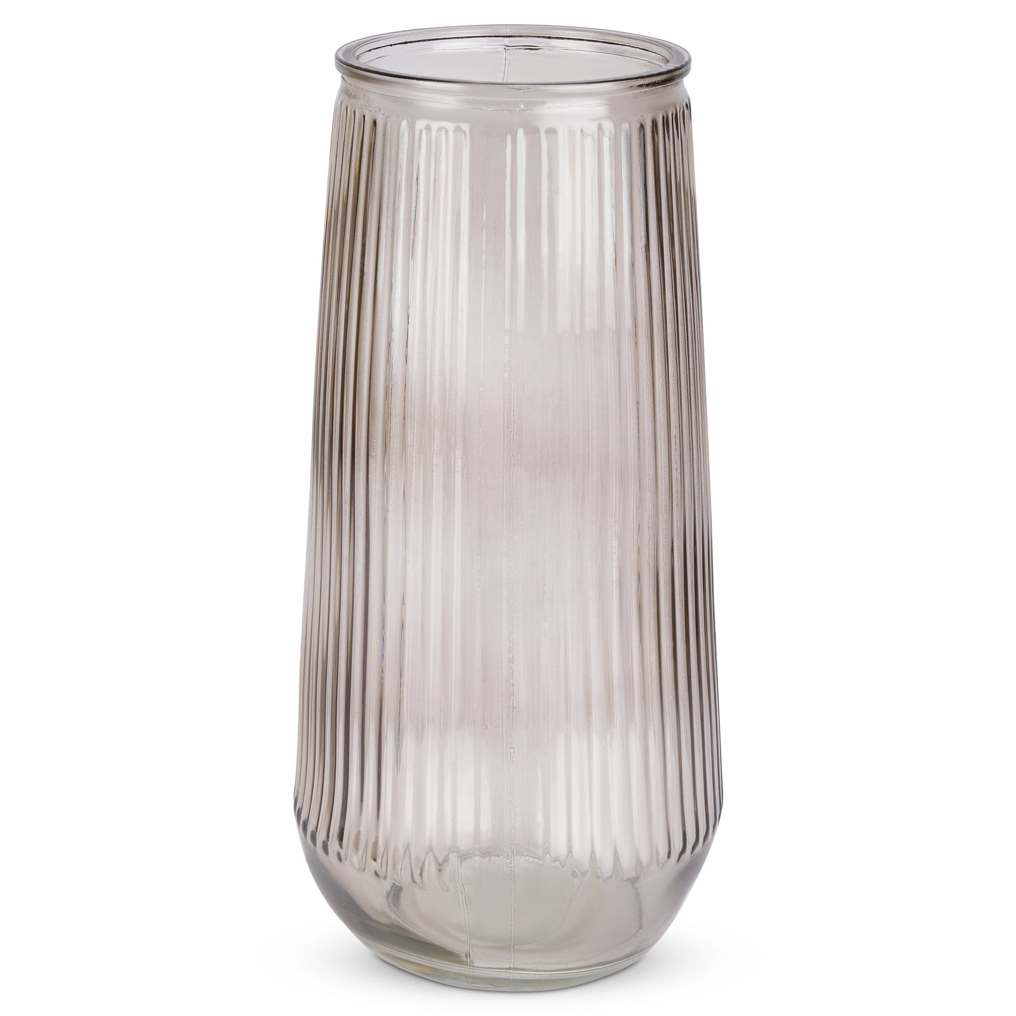 Brown Glass Ribbed Vase - 30cm Vase Clearance