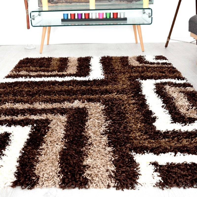 Brown Tides Thick Shaggy Rug - California - Bargainia.com - 