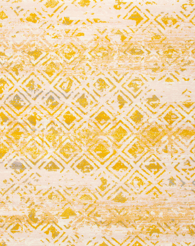 Mustard Contemporary Faded Rhombus Design Rug - Texas - Bargainia.com