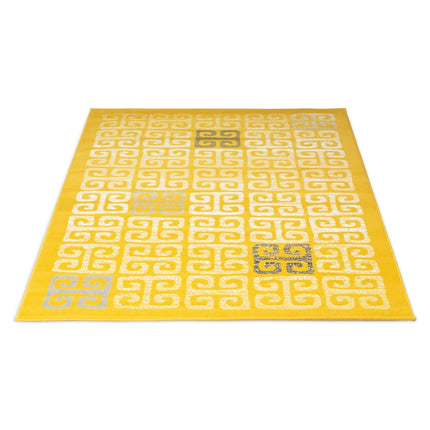Mustard Contemporary Deco Tiles Rug - Texas - Bargainia.com