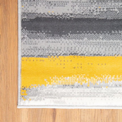 Mustard/Grey Contemporary Abstract Design Rug - Texas - Bargainia.com