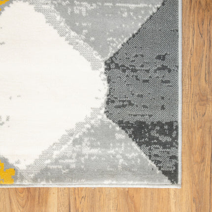 Mustard/Grey Contemporary Geometry Rhombus Design Rug - Texas - Bargainia.com