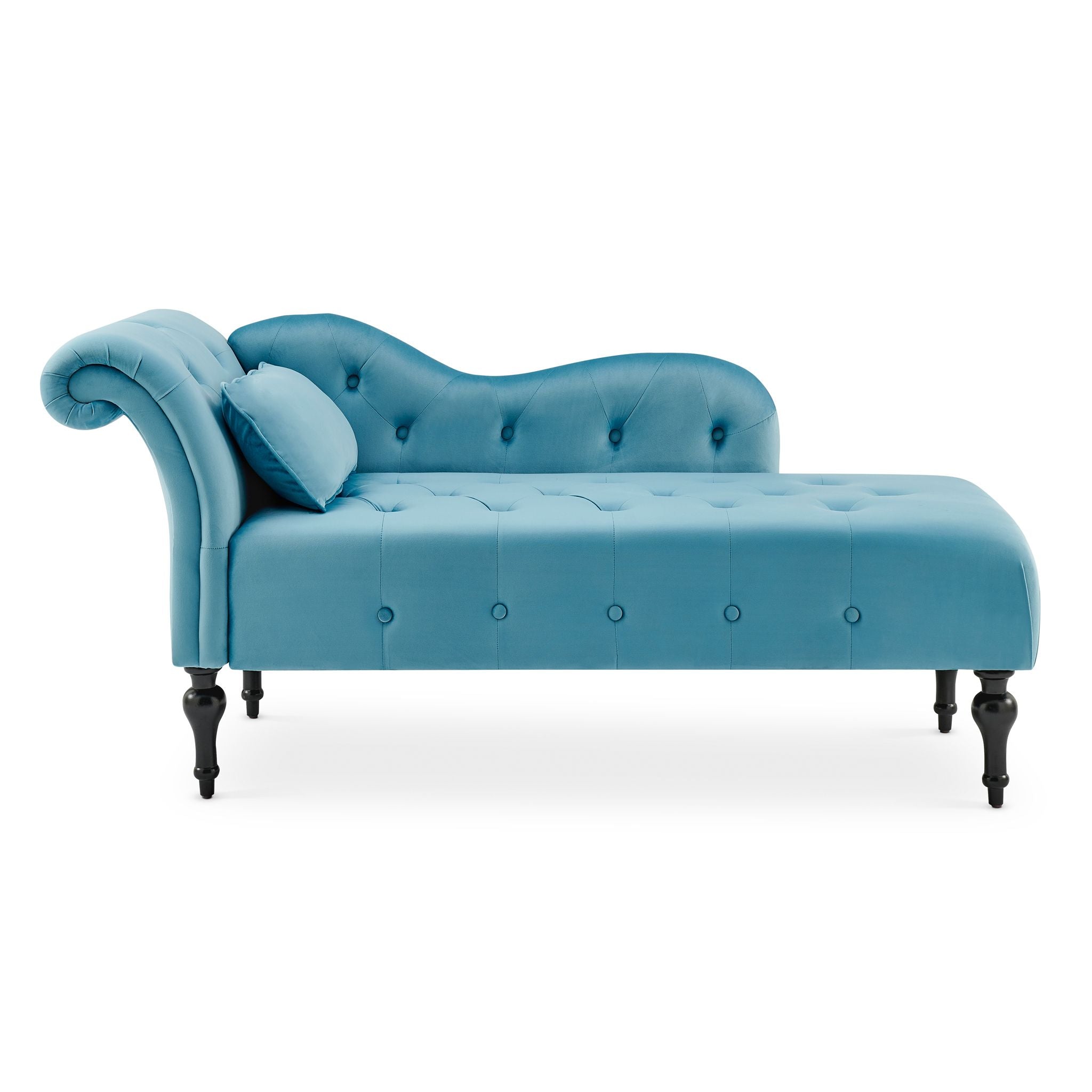 Chaise Lounge Velvet Sofa Button Tufted - Blue Chaise Lounge Bargainia
