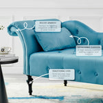 Chaise Lounge Velvet Sofa Button Tufted - Blue - Bargainia.com - 