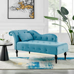 Chaise Lounge Velvet Sofa Button Tufted - Blue - Bargainia.com - 