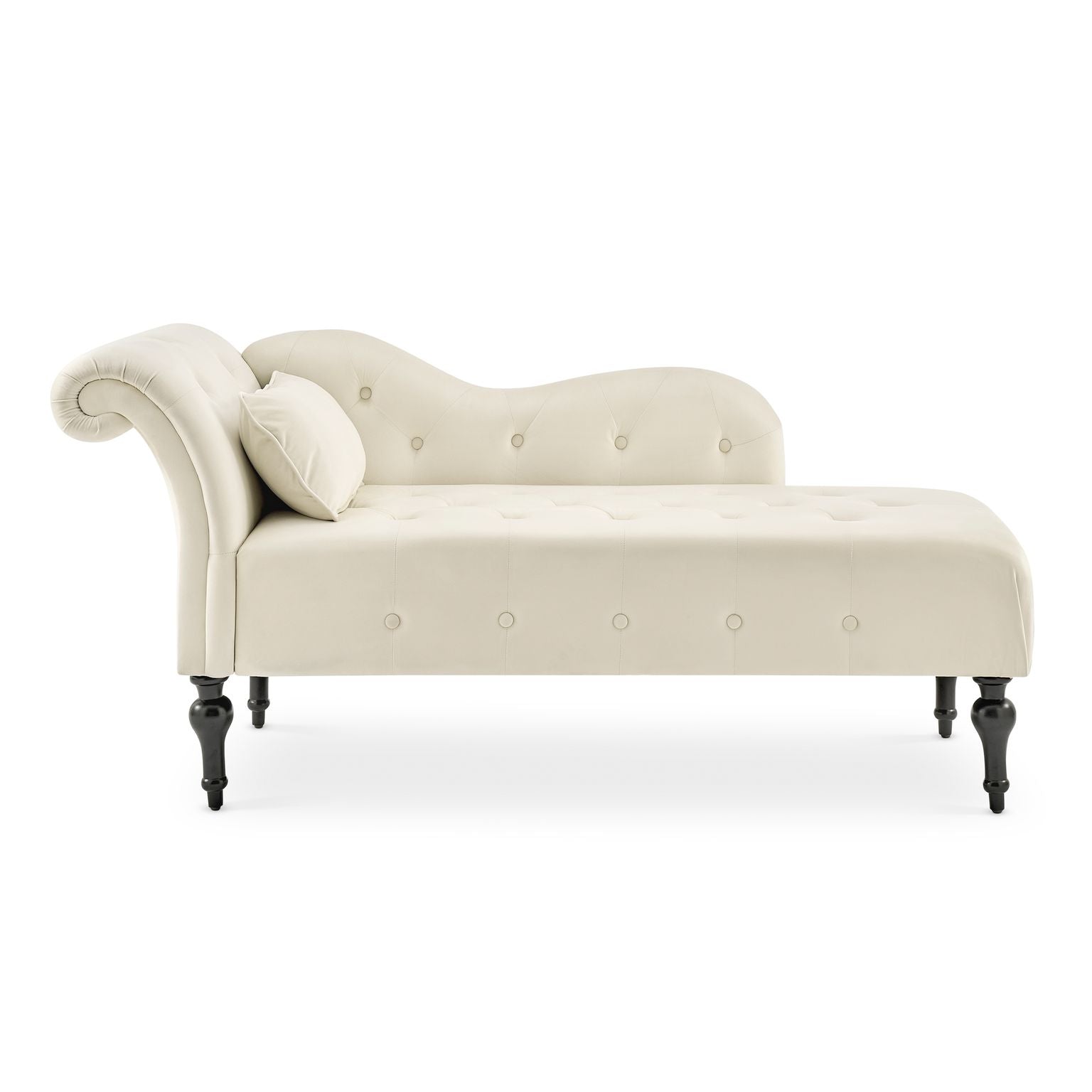 Chaise Lounge Velvet Sofa Button Tufted - Cream - Bargainia.com - 5056536103154 - MLM-609054-CR