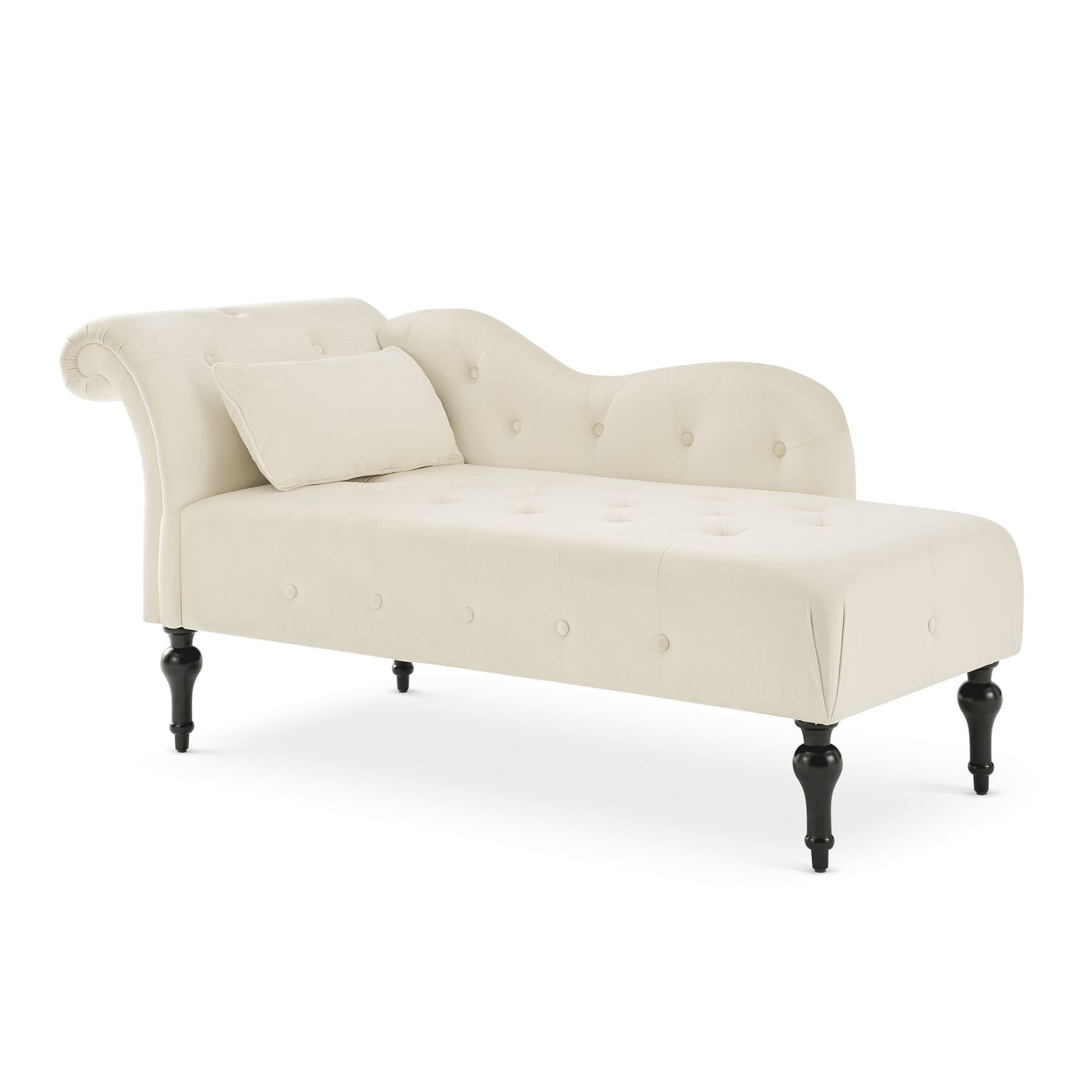 Chaise Lounge Velvet Sofa Button Tufted - Cream - Bargainia.com - 5056536103154 - MLM-609054-CR