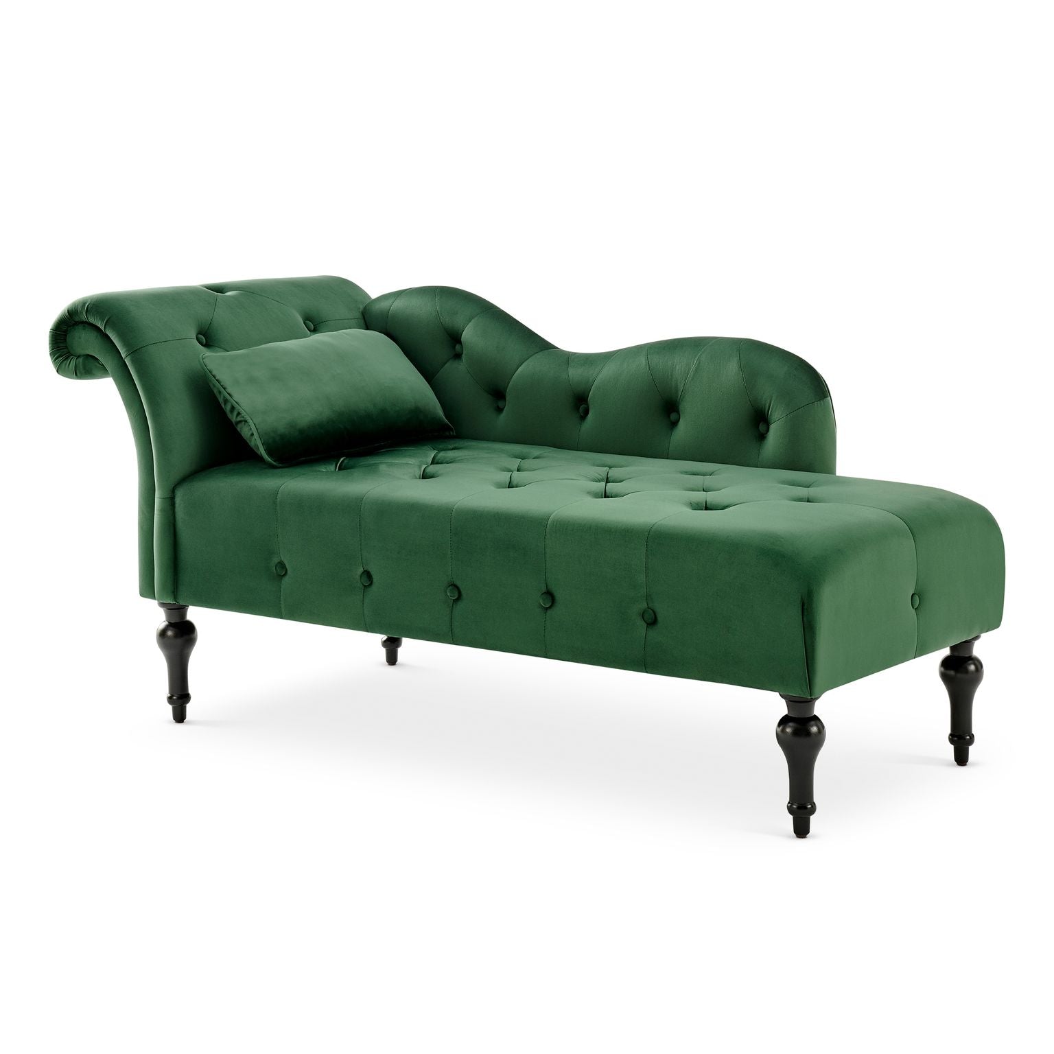 Chaise Lounge Velvet Sofa Button Tufted - Emerald Green Chaise Lounge Bargainia