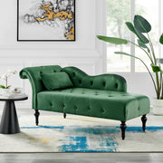 Chaise Lounge Velvet Sofa Button Tufted - Emerald Green Chaise Lounge Bargainia