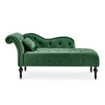 Chaise Lounge Velvet Sofa Button Tufted - Emerald Green - Bargainia.com - 