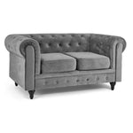 Chesterfield Sofa Suite - Grey Velvet - Bargainia.com - 