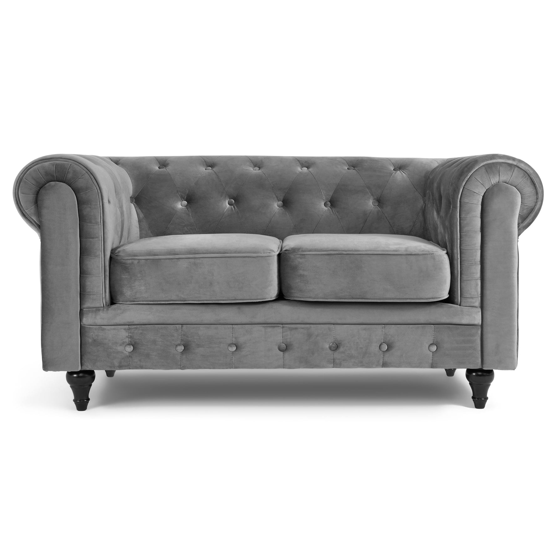 Chesterfield Sofa Suite - Grey Velvet - Bargainia.com - 