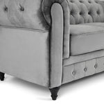 Chesterfield Sofa Suite - Grey Velvet - Bargainia.com - 