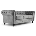 Chesterfield Sofa Suite - Grey Velvet - Bargainia.com - 