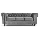 Chesterfield Sofa Suite - Grey Velvet - Bargainia.com - 