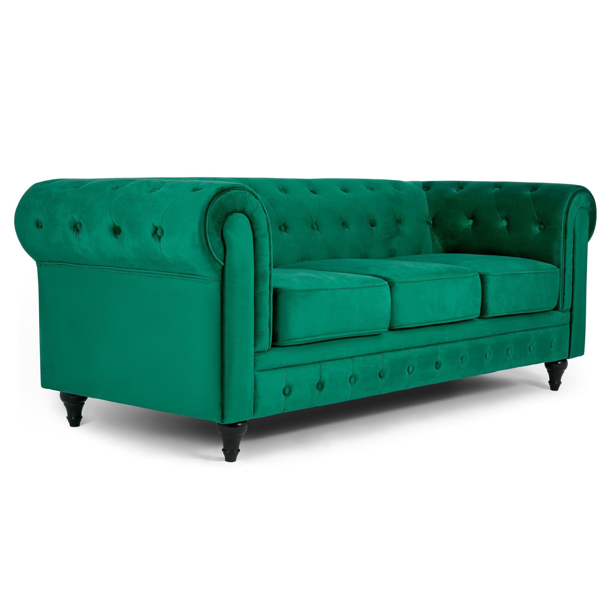 Chesterfield Sofa Suite - Jade Green Velvet Furniture Bargainia